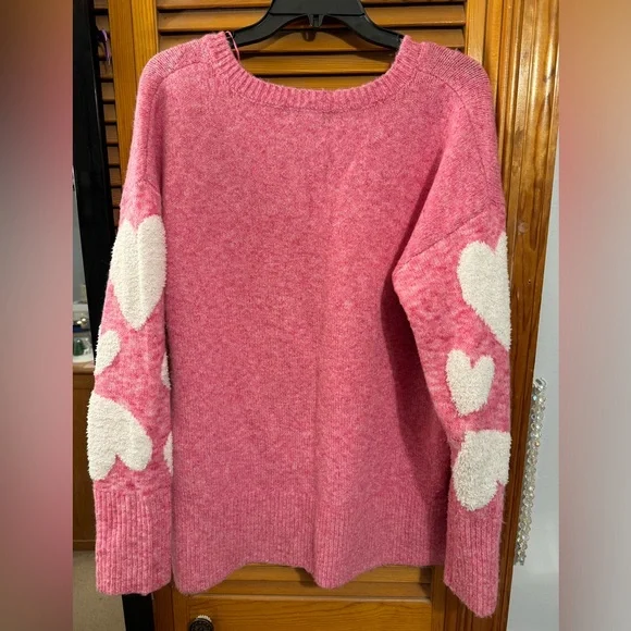 cupcakes & cashmere Pink V-Neck Sweater with Heart Details - Picture 3 of 5